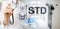 STD test sexsual transmitted diseases diagnosis medical and healthcare concept.