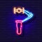 Steadicam for smartphone neon icon. Camera stabilizer luminous sign. Photo and video concept. Vector illustration of a sign for