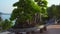 Steadycam shot of a big bonsai tree inside of a a budhist temple Ho Quoc Pagoda on Phu Quoc island, Vietnam