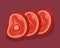 Steak on the bone. Isolated fresh meat icons. Vector illustration.