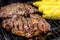 Steak and Corn on Hot Grill