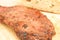 Steak on cutting board upclose