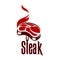 Steak grill icon, barbecue restaurant symbol