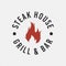 Steak house, grill logo. Vintage circle logo template. Barbecue badge, label, emblem. Trendy retro design. Vector illustration