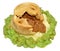 Steak And Kidney Pudding With Mashed Potato And Peas