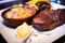 Steak with Mash Potato and Salad