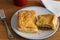 Steak meat pie with gravy - Beef pie in puff pastry close up