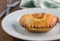 Steak meat pie with gravy - Beef pie in puff pastry close up on