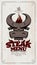 Steak menu card cover with bull head and BBQ flame