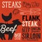 Steak menu poster for restaurant, food template.