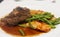 Steak with Mushroom Gravy and Vegetables