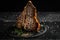 Steak T-bone or aged wagyu porterhouse grilled beef steak with large fillet piece with herbs and salt. banner, catering menu