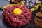 Steak tartare, gourmet delicacy raw meat starter