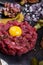 Steak tartare, gourmet delicacy raw meat starter