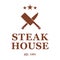 Steakhouse emblem with crossed knives. Steak house or meat store logo templates. Vector illustration.