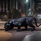 A stealthy black panther with glowing eyes, guarding a city from the shadows2