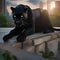 A stealthy black panther with glowing eyes, guarding a city from the shadows4