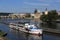 Steam Boat, Lesser Old Town Bridge Tower, Charles Bridge, Moldau,Prague, Czech Republic