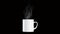 Steam from a cup with boiling water, A trickle of steam rises from a cup of hot coffee, animation on black background.