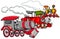 Steam engine cartoon characters group