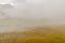 Steam and fog engulf midway geyser basin