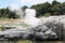 Steam Geysers in Te Puia National Park, Rotorua, New Zealand.