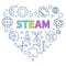 STEAM Heart outline Science concept banner. Vector Science creative Illustration