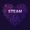 STEAM Heart thin line Science concept colored banner. Vector Science, Technology, Engineering, Arts and Mathematics linear