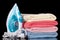 Steam iron and cotton towels isolated