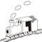 Steam locomotive, coloring book, vector icon