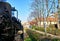 Steam locomotive drives through the city center of Wernigerode. Dynamic due to motion blur