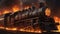 steam locomotive in the fire epic long hyperdetailed train on fire!!! EXPLOSION, HIGH FLAMES