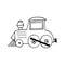 Steam locomotive icon, sticker. sketch hand drawn doodle style. minimalism, monochrome. train, railroad, transport, children