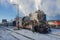 Steam locomotive LV-0522 and tourist retro train `Ruskealsky Express`