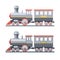 Steam locomotive on the railroad. Vector flat illustration