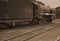 Steam locomotive in sepia