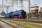 Steam locomotive of series P36 0027 produced in the USSR from 1950 to 1956 in action on the demonstration of a retro steam trains