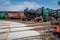 Steam locomotives in the old trains depot