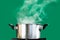 Steam over cooking pot ,on green screen