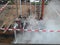 Steam pipes leakage with barricade tape,danger area ,