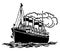 Steam Powered Ship, vintage illustration