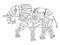 Steam punk style elephant coloring book vector