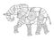 Steam punk style elephant coloring book vector