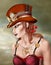 Steam Punk Woman in Red