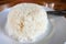 steam rice on plate ,soft focus