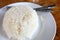 steam rice on plate ,soft focus