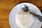 steam rice on plate ,soft focus