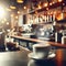 Steam Rises from Coffee Cup on Bar Counter, Creating a Coffeeshop Bokeh Atmosphere. Generative ai for illustrations