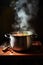 steam rising from a pot of soup on a stove