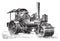 Steam roller for rolling pavement, vintage engraving